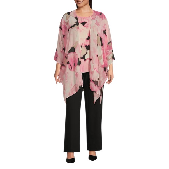 Anne Klein Other - NWT Anne Klein Chiffon Kimono Wrap Pink Peony - Plus Size OS